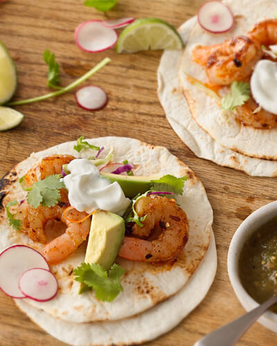 shrimp and herb tacos